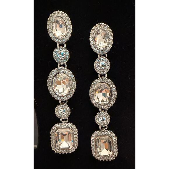 Givenchy Jewelry - Glamorous Givenchy Stone Linear Drop Earrings large emerald-cut crystals 3”h
